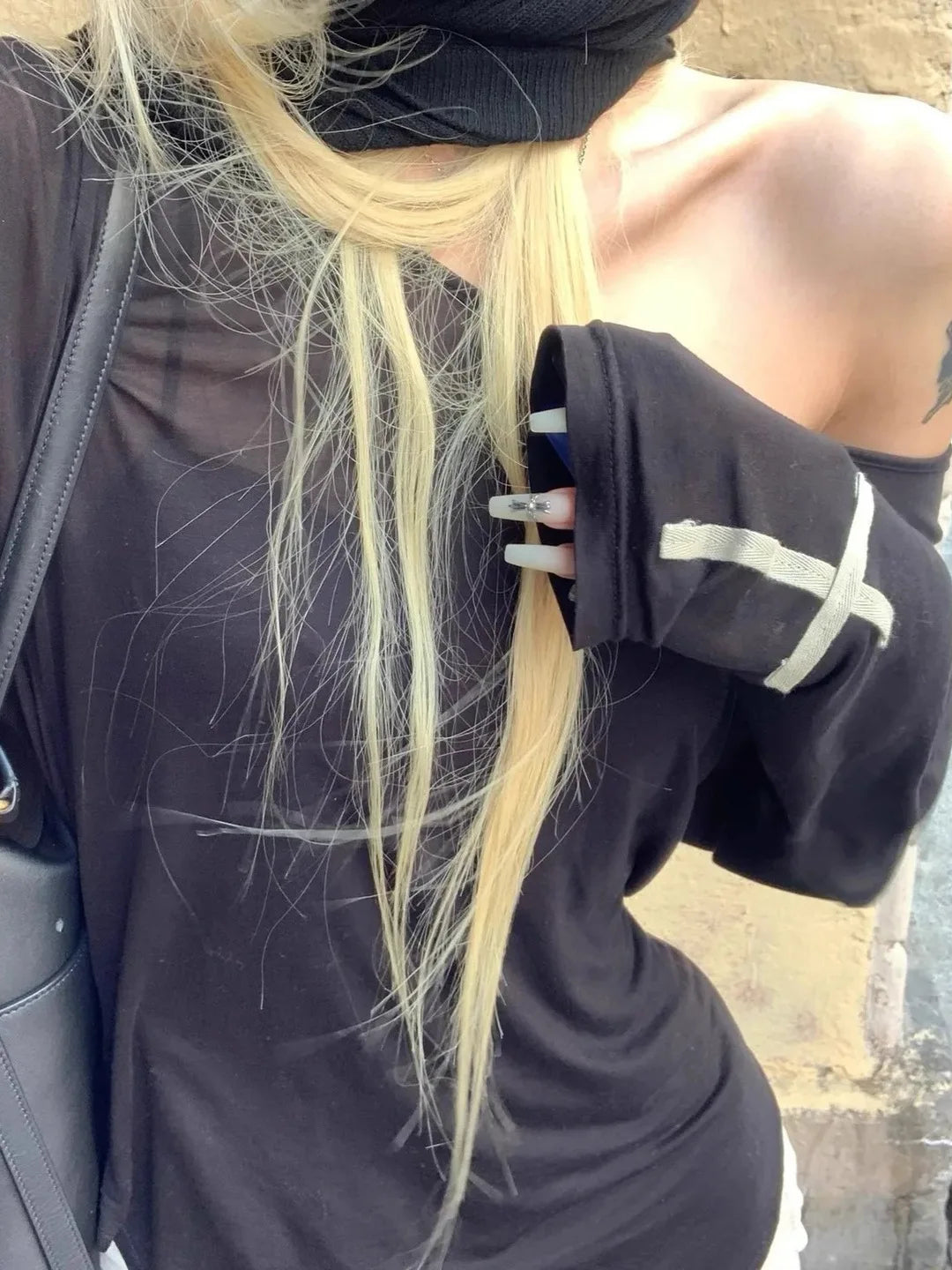 Harajuku Cross Long Sleeve Top – Gothic Slim Fit Streetwear