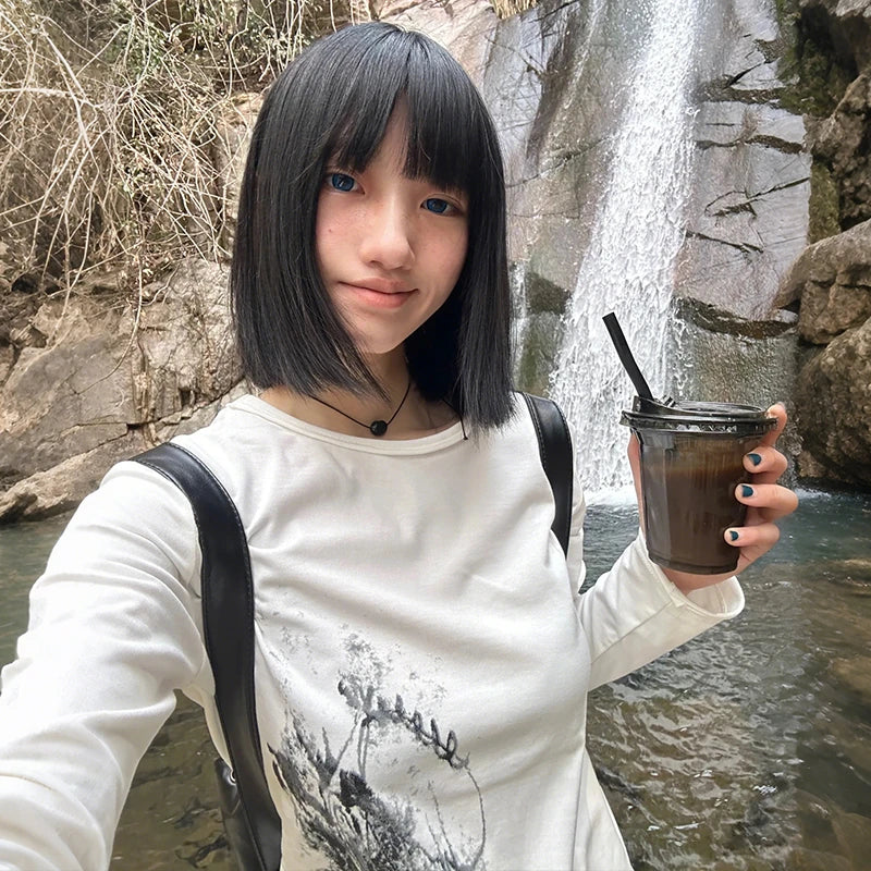 Abstract Ink Long Sleeve Top