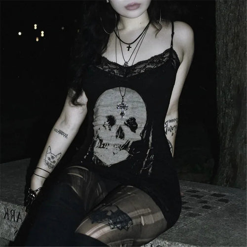 Goth Skull Lace Mini Dress