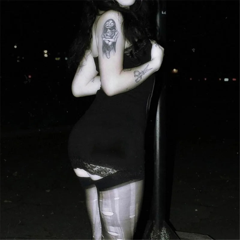 Goth Skull Lace Mini Dress