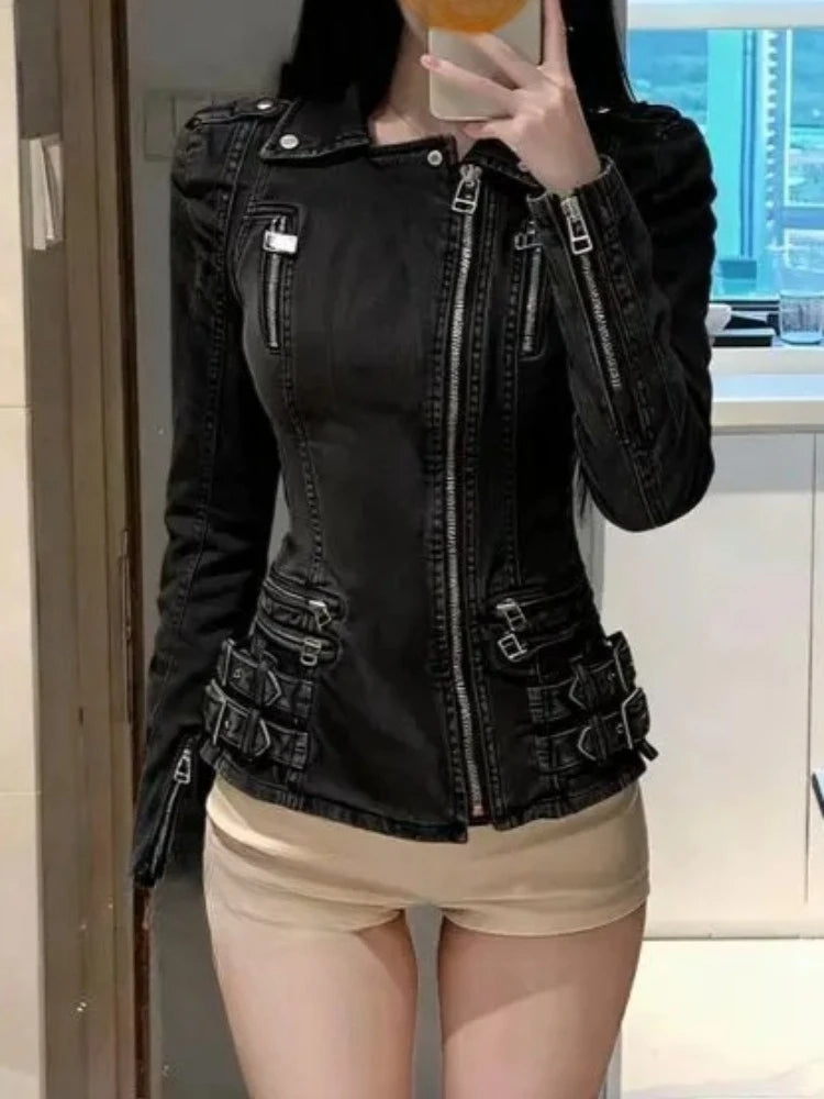 Noir Buckle Moto Jacket – Black