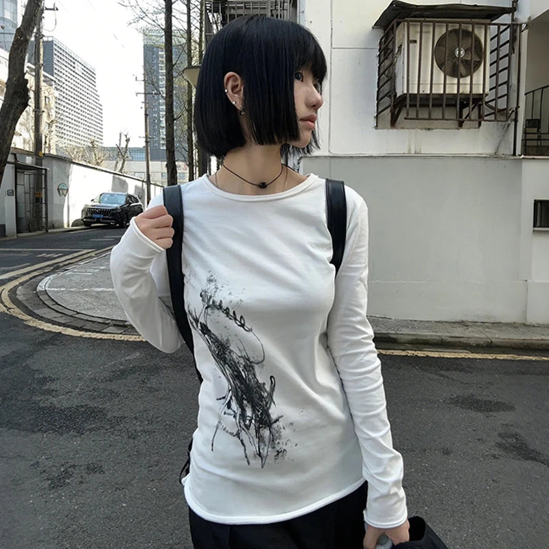 Abstract Ink Long Sleeve Top